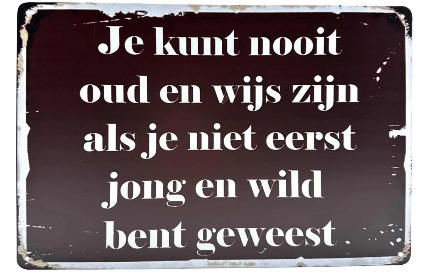 Metalen wandbord | Je kunt nooit oud en wijs zijn |