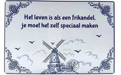 Metalen wandbord | Het leven is als een frikandel, je moet het zelf speciaal maken |